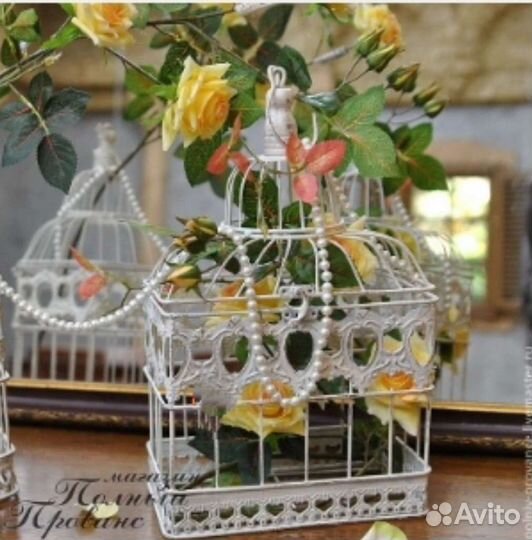 Клетка декоративная металлическая белая