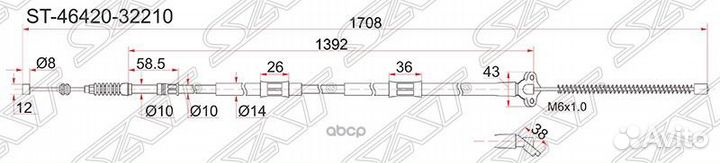 Трос ручника TY Camry/Vista SV40, 94-98 -RH
