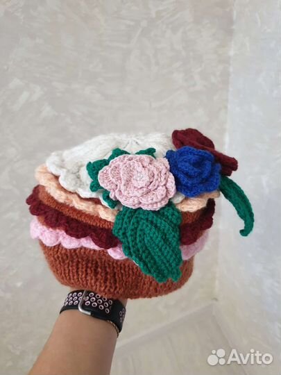 Берет безрукавка костюм вязаные 110 р-р