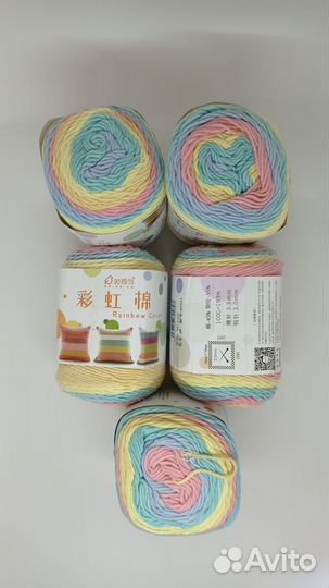 Пряжа для вязания хлопок с акрилом Rainbow Cotton