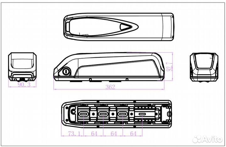 Корпус аккумулятора 36 и 48V под 56 и 72 акб