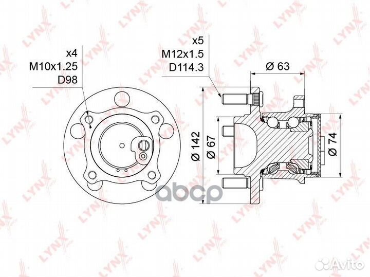Ступица колеса зад прав/лев WH1214 lynxauto