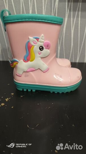 Сапожки детские на девочку резиновые. 26 размер