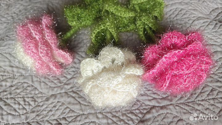 Розы цветы вязаные ручная работа