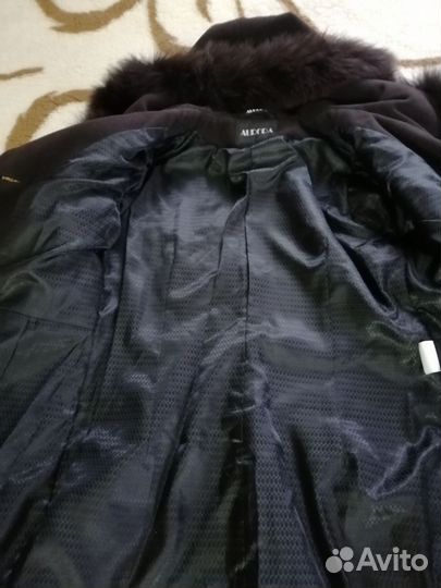 Пальто женское зимнее, драп, с капюшоном 44 размер