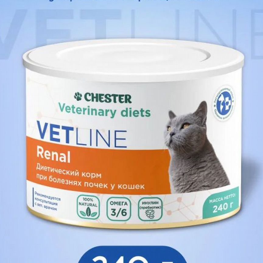 Влажный корм chester vetline Renal паштет