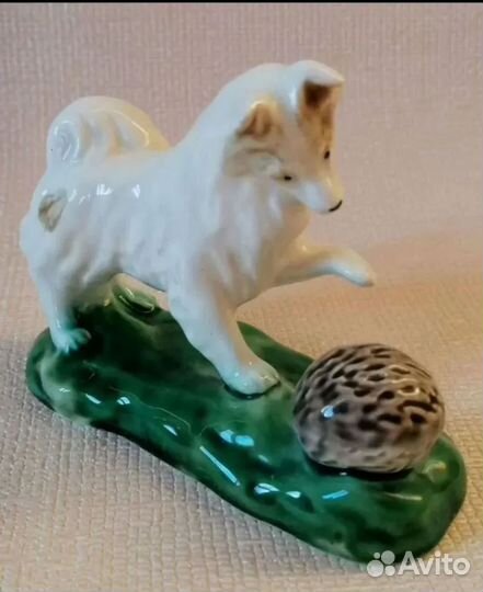 Статуэтка Собачка И Ёж Конаково 50-е СССР