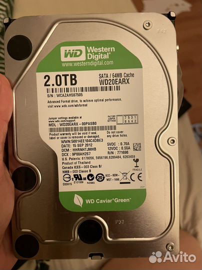 Жёсткий диск Wester Digital WD Caviar Green, 2 TB