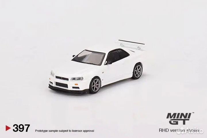 Mini GT 1:64 Nissan Skyline GT-R R34 белый