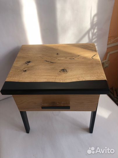 Тумба прикроватная в стиле лофт со смолой