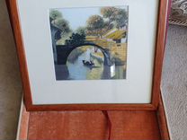 Картина на шёлке Пейзаж с мостиком/см 27333