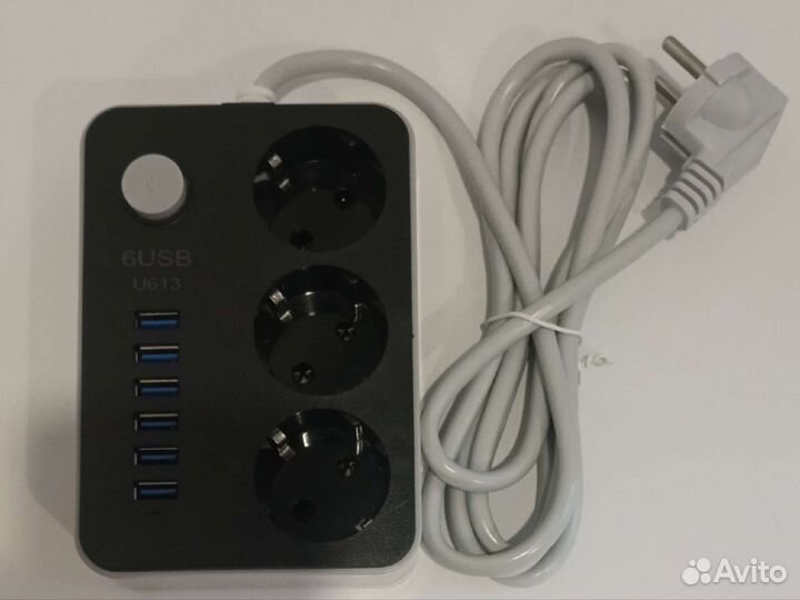 Удлинитель (6 USB мест + 3 розетки)