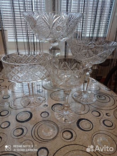 Ваза для фруктов на ножке хрусталь