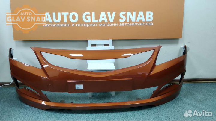 Бампер передний 14-17 оранжевый Хендай Солярис