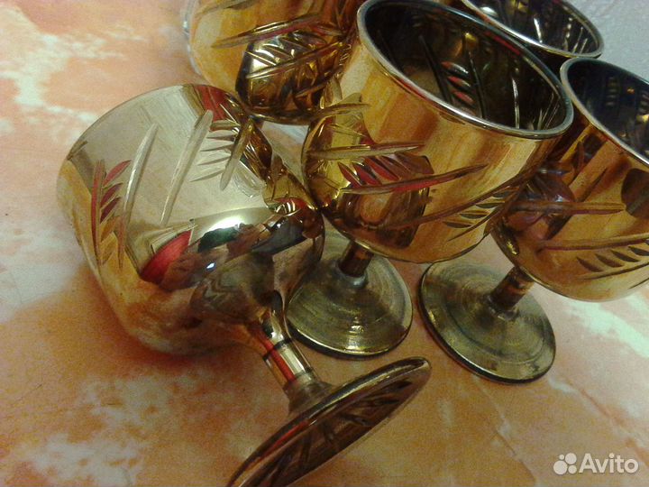 Графин и рюмки 2 комплекта, фарфор и стекло