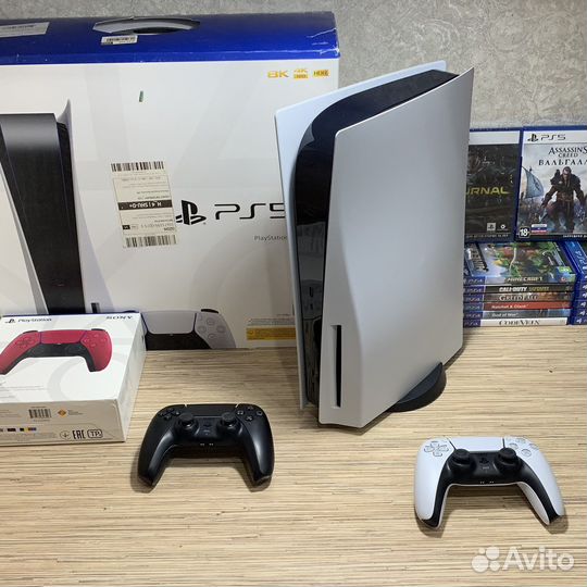 PS5 С Дисководом + 2Джостика + 50Игр Коробка