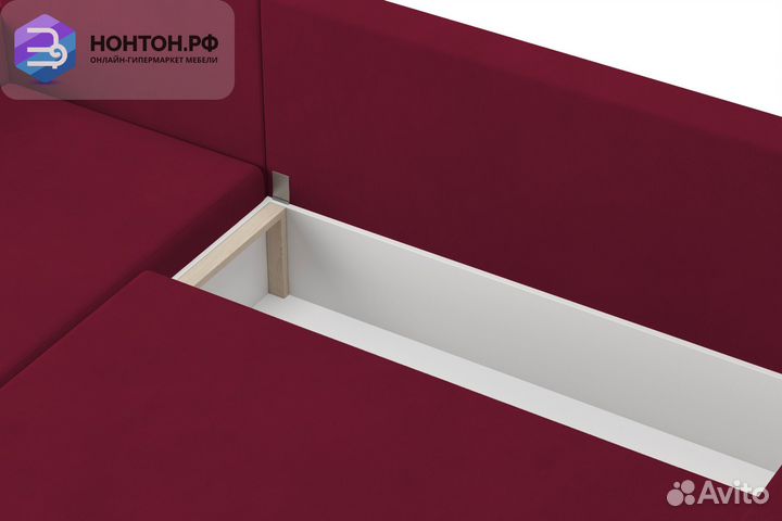 Диван угловой еврокнижка Мидгард красно-фиолетовый