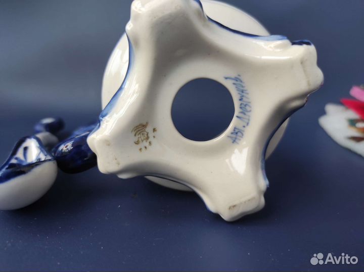 Подстаканник с ложкой гжель. Дрезгунов