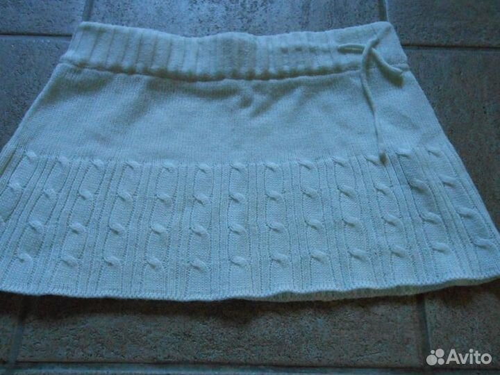 Юбка на девочку вязаный трикотаж экрю короткая