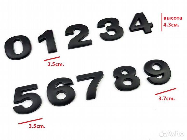 Металлическая наклейка на авто набор цифр шильдик