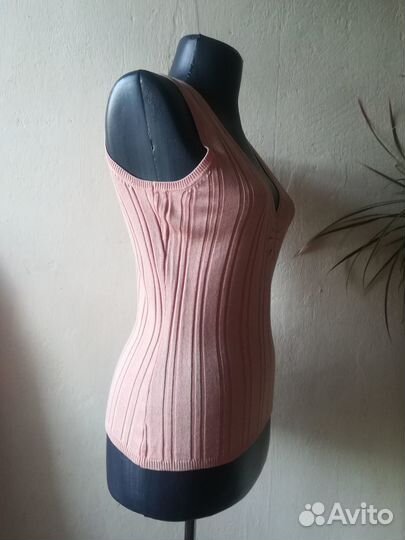 Шелковый топ маечка розовый 44-46