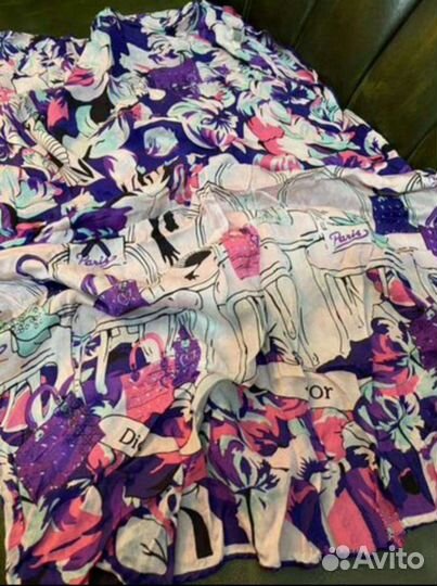 Палантин etro и dior шелковые италия