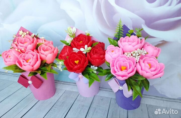 Букет тюльпанов из мыла