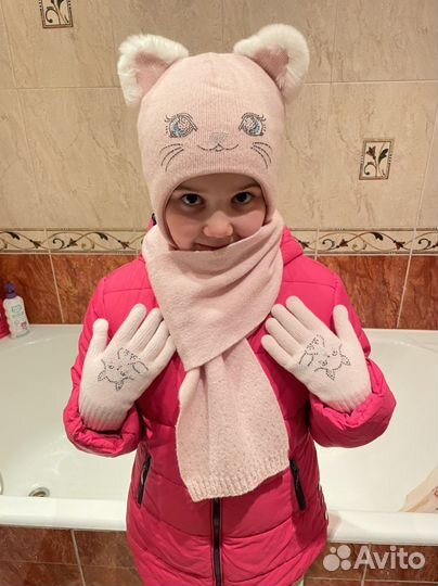 Коплект шапка, шарф, перчатки