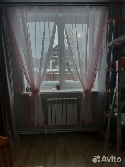 Комплект нежнорозовой портьеры из льна