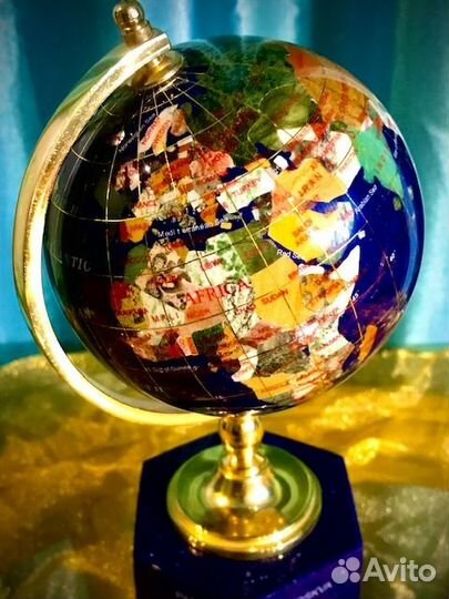 Глобус из лазурита с инкрустацией