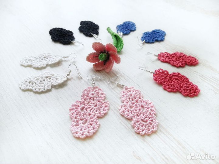 Вязаные серьги ручной работы
