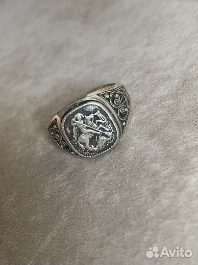 Серебряное кольцо мужское печатка