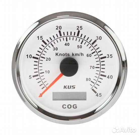 GPS-спидометр аналоговый 0-45 узлов, белый цифербл