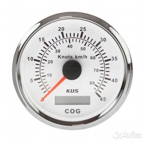 GPS-спидометр аналоговый 0-45 узлов, белый цифербл