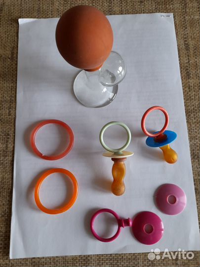 Молокоотсос ручной и 2 зубных кольца СССР