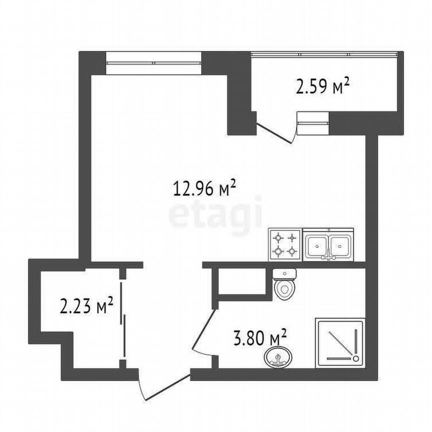 Квартира-студия, 22,6 м², 5/20 эт.