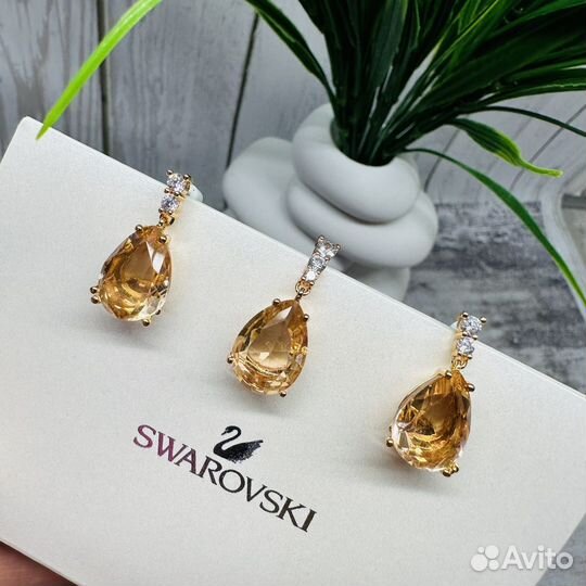 Серьги swarovski, кулон подвеска swarovski