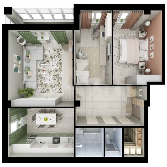 3-к. квартира, 82,4 м², 11/16 эт.