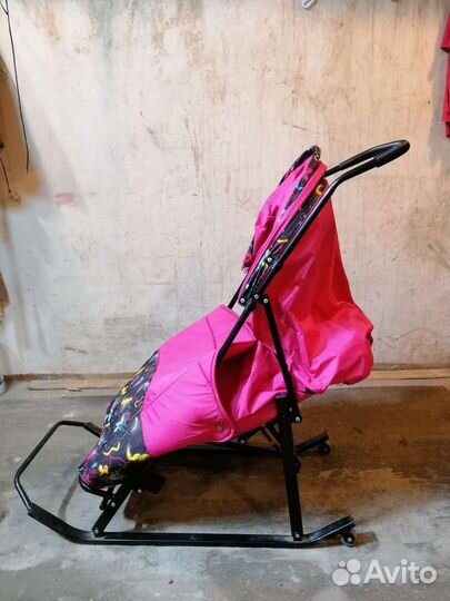 Детские санки коляска с колесами бу