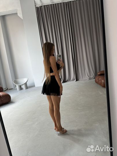 Женская юбка-шорты мини кружевная