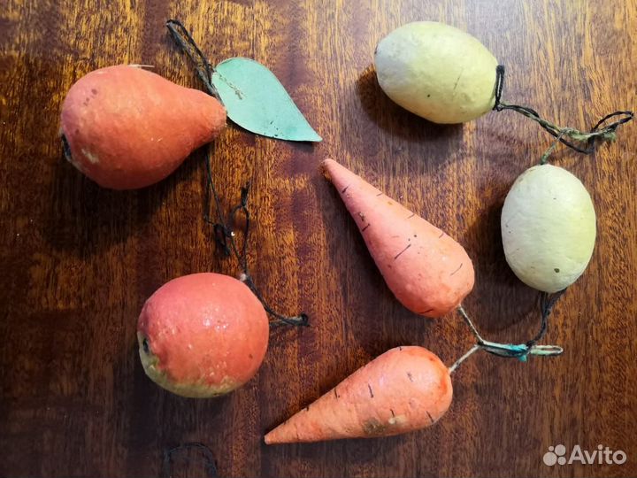 Елочная игрушка ватная фрукты И овощи СССР