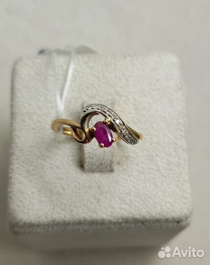 Золотое кольцо с рубином и бриллиантами, арт. 5