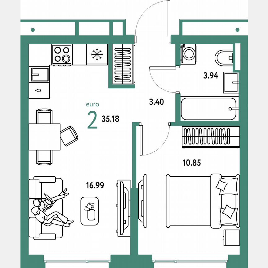 1-к. квартира, 35,2 м², 4/23 эт.