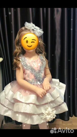 Нарядное платье для девочки 110 116 снежинка