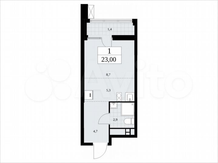 Квартира-студия, 23 м², 14/18 эт.