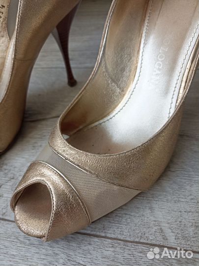 Итальянские туфли золотые 38