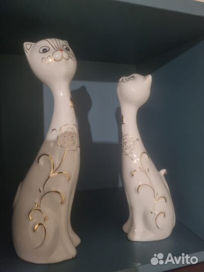 Две статуэтки (фигурки интерьерные) кошки H29 и 26