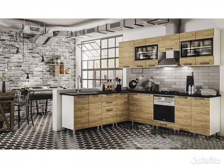 Кухня Крафт тумба 4Р1 корпус белый, фасад 4Р1 ст