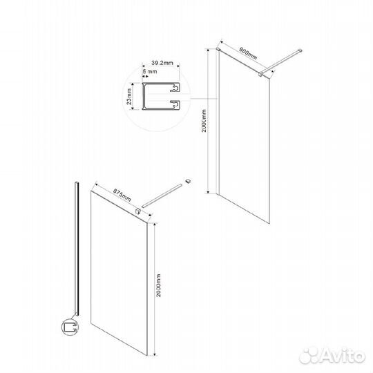 Душ. Стенка Vincea 90cm Черный vsw-1h900mrb