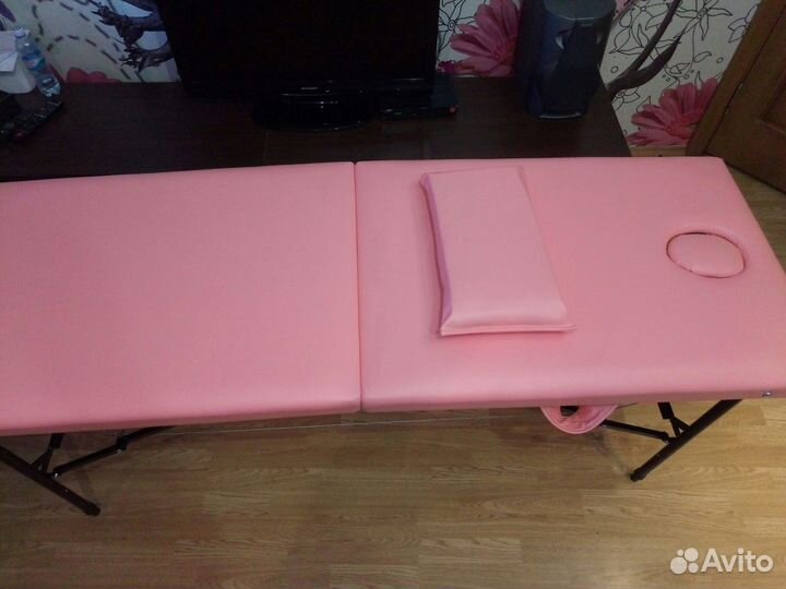 Кушетка складная с регулируемыми ножками розовая